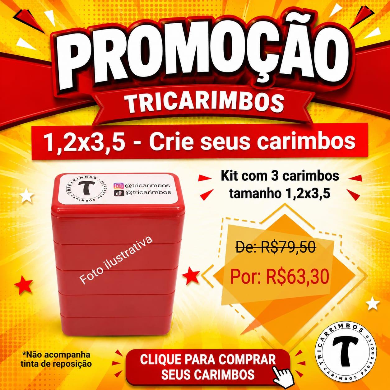 Promo 1,2x3,5 Para criar seus carimbos